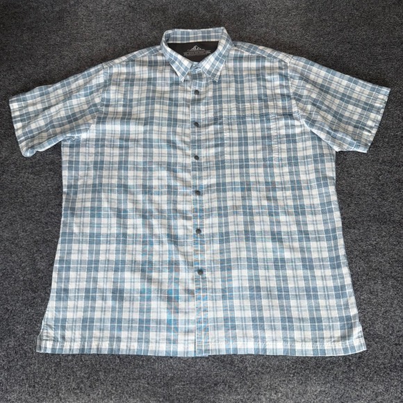 Croft & Barrow Shirt Mens XXL Blue Plaid Quick Dry Short Sleeve Button Up - Picture 1 of 8